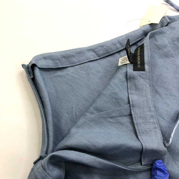Banana Republic NEW Vintage VTG 0 (Fits 25 In) 100% Linen Zip Skirt Blue - Picture 7 of 9